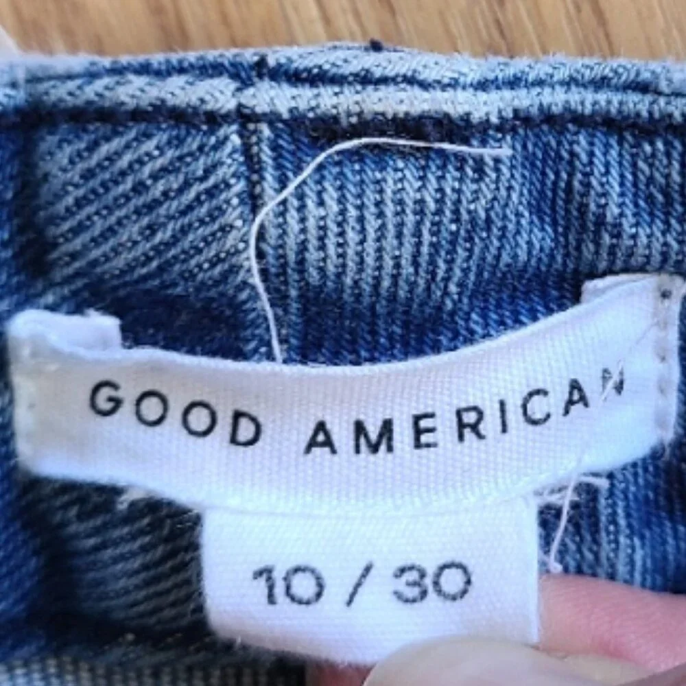 GOOD AMERICAN GOOD CURVE STRAIGHT jeans distressed high waist stretch sz 10/30 - Picture 6 of 7